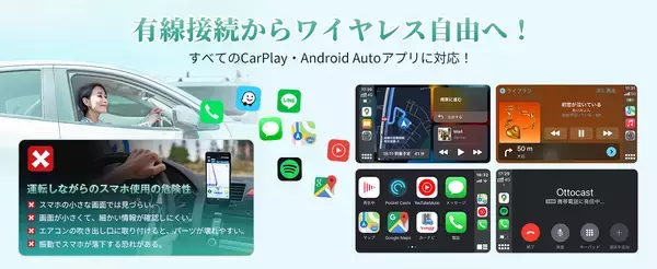 「さらに小型化！挿すだけでCarPlay・Android Autoをワイヤレス化する「OTTCAST Mini Core」登場｜新商品発売特典、40％オフで今すぐゲット！」の画像