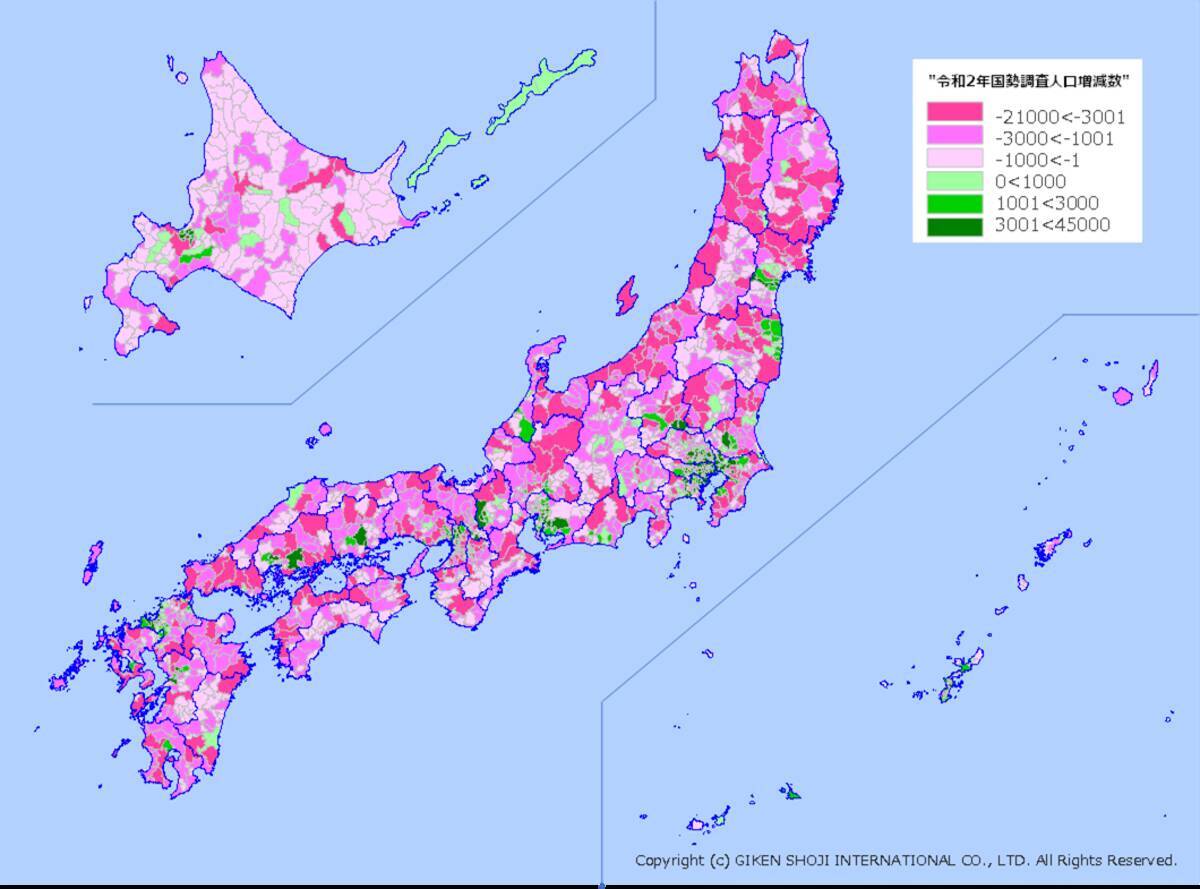 令和2年国勢調査結果発表 市区町村単位の最新データを地図上に見える化 21年7月2日 エキサイトニュース 2 4