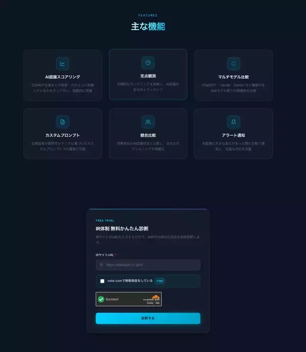 「日本初、上場企業のIR発信をAI時代に最適化　生成AI企業認識分析「IR Intelligence」とIR改善支援の提供を開始」の画像