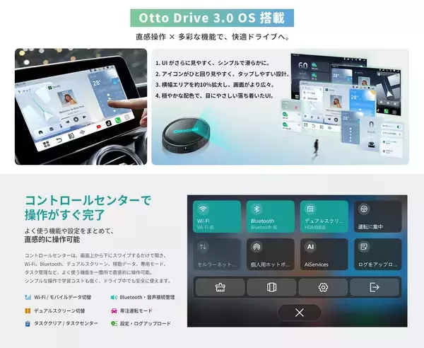 「接続するだけで車内がエンタメ空間に変身！“P3”の完全進化版「Ottocast P3 Pro」が日本初上陸」の画像