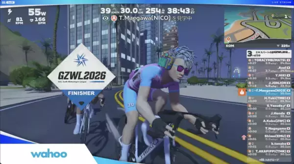 「3ヶ月・全3戦で269エントリー。バーチャルサイクリングリーグ『GZWL2026』シーズン1が閉幕、初代王者はHonda選手」の画像