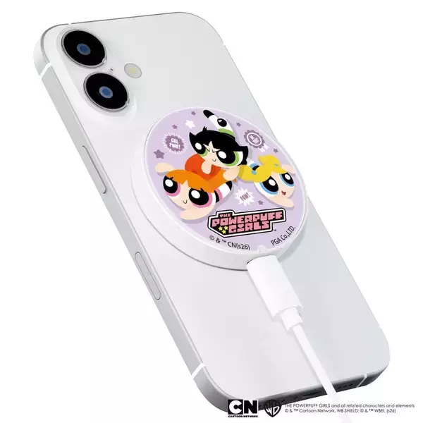 「ピタッと磁力で高速充電！「パワーパフ ガールズ」デザインのマグネット式ワイヤレス充電器を株式会社PGAが7月24日発売」の画像