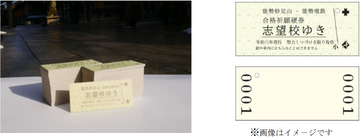 能勢妙見山「開運殿」で開運合格祈祷をした「合格祈願硬券・志望校ゆき」を配付します。