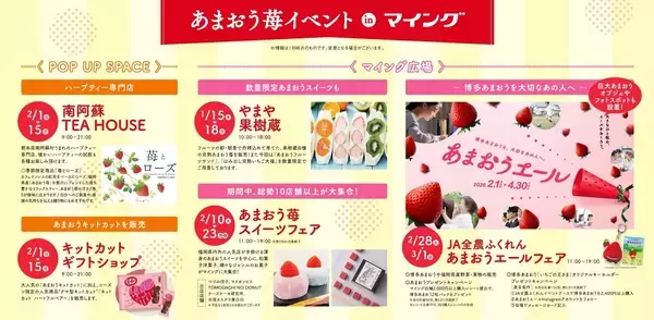 「「マイングあまおう苺祭2026」開催！あまおう商品は90種以上！あまおう苺の魅力を博多から世界へ発信します。【博多のあまおう処マイング】」の画像