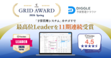 経営資源の戦略的な投資判断を支える経営管理プラットフォーム「DIGGLE」が、ITreview Grid Award  2026 Springにて、「予算管理システム」カテゴリで最高位の「Leader」を11期連続受賞