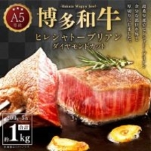 【福岡県苅田町ふるさと納税】久田精肉店株式会社が提供する「A5等級 博多和牛 ヒレ シャトーブリアン 1kg」を受付中！