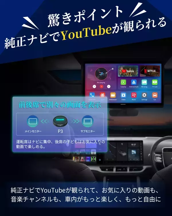 「「楽天スーパーSALE」限定公開キャンペーン対象商品 OttoAibox P3 Pro！車内時間が“退屈”から“楽しみ”へ　車内エンタメをもっと自由に、もっと快適に　渋滞も待ち時間も、エンタメタイムに｜楽天公式店」の画像