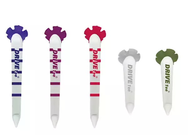 「プロアマ問わずゴルファー絶賛！いつもより曲がらない・飛ぶと好評 花びら型ティー『DRIVE TEE(R)』より刺す位置が分かるライン入り新色セットが9/20に新登場！」の画像