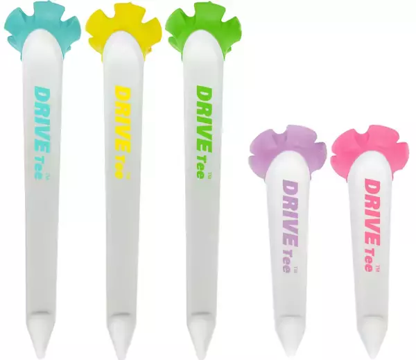 「プロアマ問わずゴルファー絶賛！いつもより曲がらない・飛ぶと好評 花びら型ティー『DRIVE TEE(R)』より刺す位置が分かるライン入り新色セットが9/20に新登場！」の画像