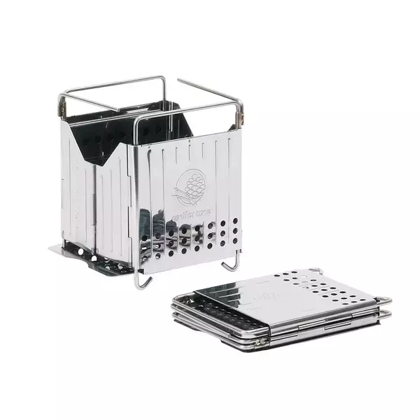 「コニファーコーン10周年、フラグシップモデルを刷新　折りたたみ式二次燃焼ストーブ「パイロキューブ」と専用ギアケース「ギアドック2」を5月15日に発売」の画像