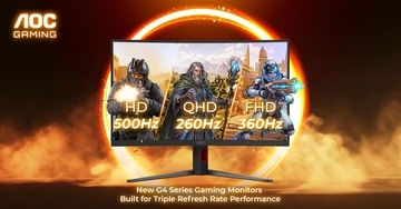 AOC、最大500Hz対応のゲーミングモニター3機種を発表　QHD 260Hz・FHD 360Hz・HD 500Hzを切り替え