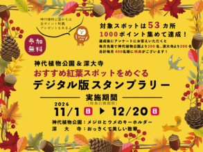 【神代植物公園（11月1日（日）～12月20日(日）】秋の紅葉巡りデジタル版スタンプラリー開催！