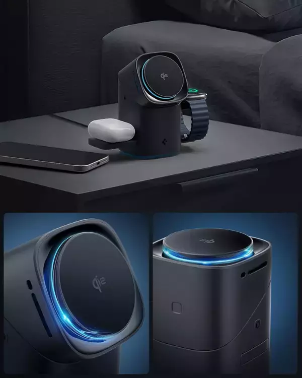 「【Amazonにて3月3日販売開始】次世代規格Qi2.2 最大25W出力対応　タッチで駆動する「電動トランスフォーム」搭載のTAXION 3-in-1ワイヤレス充電器が新登場！」の画像