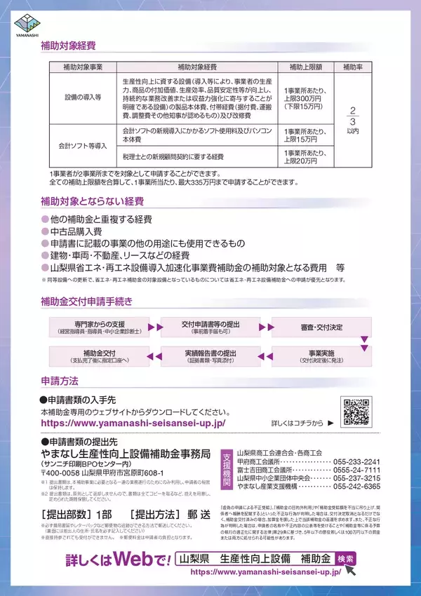 「【最大300万円補助】山梨県内中小企業を対象とした設備導入補助金の申請受付が開始」の画像