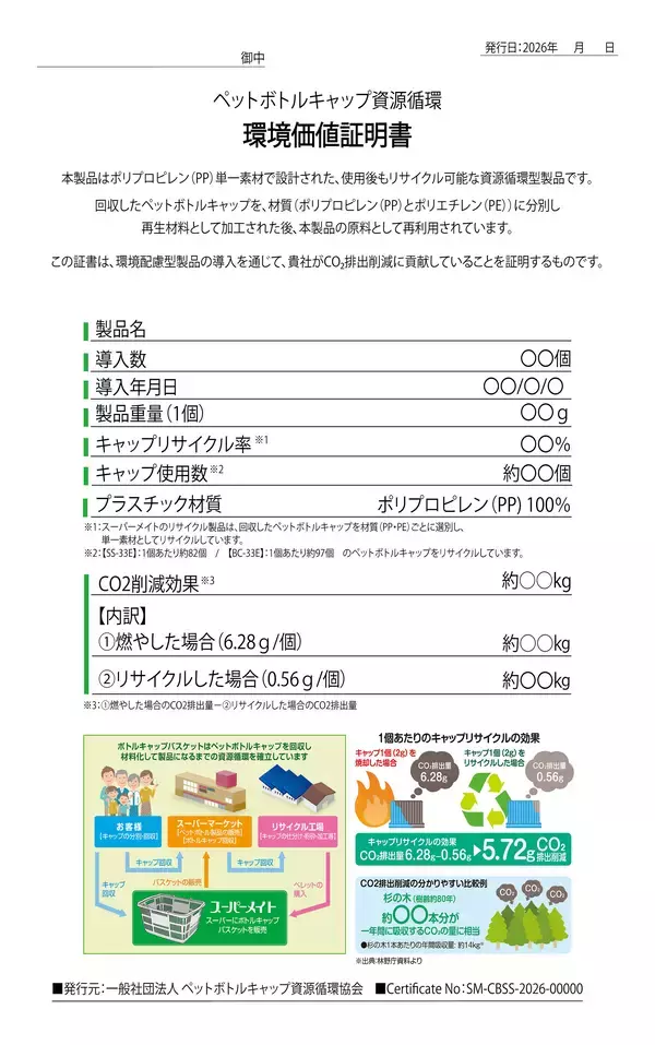 ペットボトルキャップの資源循環を、目に見える「環境価値」へ　一般社団法人ペットボトルキャップ資源循環協会を設立　2026年8月より「環境価値証明書」の発行を開始
