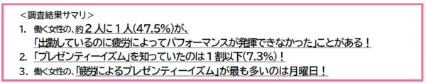 「リポビタンファイン連続調査企画「頑張るあなたの疲れ実態調査」　　第五弾  　働く女性の約2人に1人疲労で本来の力を発揮できていない！」の画像