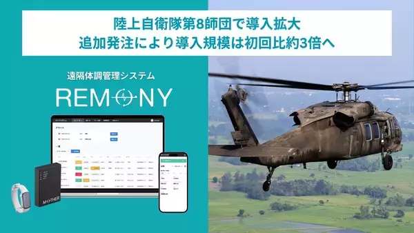 遠隔体調管理システム「REMONY」、陸上自衛隊第8師団で導入拡大。追加発注により導入規模は初回比約3倍へ