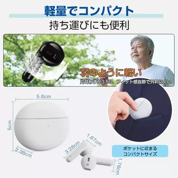 「【高齢化率29.3％の日本】「補聴器はまだ早い」と感じる方へイヤホンにしか見えない集音器を発売」の画像