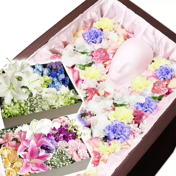 「葬儀花を葬儀社任せではなく“ネットで自分で購入”の流れが加速　花祭壇「フラベル」昨対比125％増、家族葬・直葬ニーズに対応」の画像