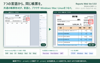 7言語から使える開発者向け帳票ツール「Reports Web Ver.1.0.0」を2026年10月5日にリリース！