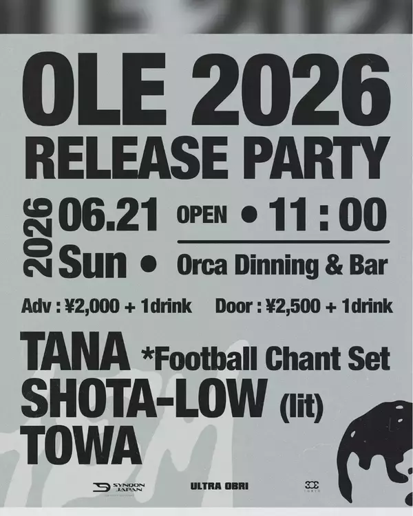 音楽メディア「SYNQON JAPAN」が福岡・天神大名にて「OLE 2026 RELEASE PARTY ANTHEM」を6月21日(日)に開催
