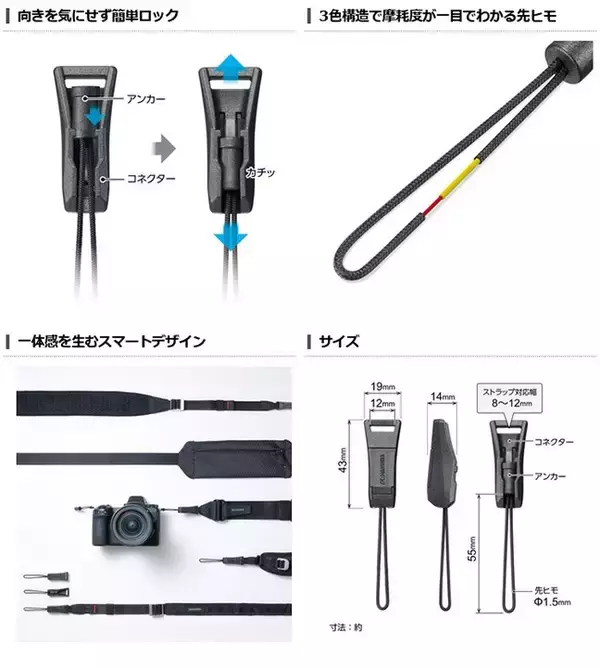 「YKK社の日本製ねじれ軽減パーツを採用したカメラストラップ「アンチツイストストラップ」シリーズ 7種を新発売！」の画像