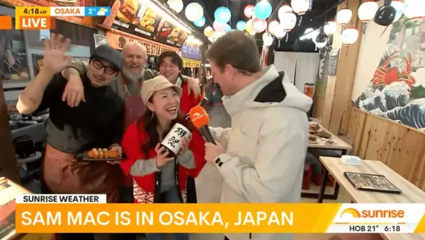 大阪・道頓堀のフードホール「道頓堀 屋台村 祭」豪州No.1朝番組『Sunrise』が生中継、新店2店舗も好評スタート