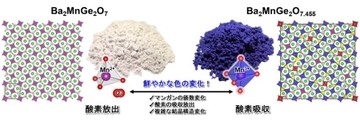 酸素を吸収・放出して青色・白色に変化するセラミックスを発見