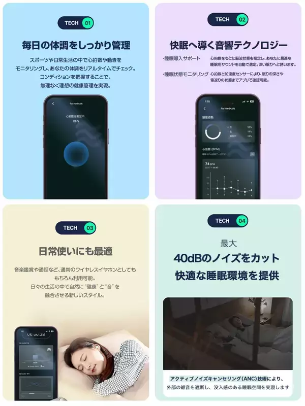 「革新的な睡眠サポートイヤーバッド「For me buds」」の画像
