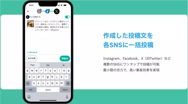 「世界初※1、“写真を撮るだけ”、AIが最適な店舗宣伝を実現。SNSを使ったAI集客サービス「Poishot(ポイショット)」提供開始」の画像