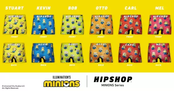 「「MINIONS(ミニオンズ)」とアンダーウェアブランド【HIPSHOP(ヒップショップ)】が初コラボレーション！ユーモアとハッピーがあふれるミニオンたちの世界観を詰め込んだ特別なコレクションを2026年7月10日(金)に発売！」の画像