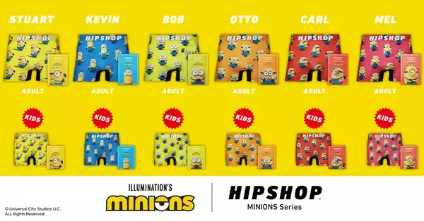 「「MINIONS(ミニオンズ)」とアンダーウェアブランド【HIPSHOP(ヒップショップ)】が初コラボレーション！ユーモアとハッピーがあふれるミニオンたちの世界観を詰め込んだ特別なコレクションを2026年7月10日(金)に発売！」の画像