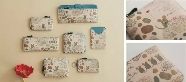 「レオ・レオニ『フレデリック』×伝統工芸品「甲州印伝」創業1582年の印傳屋が描いた「絵本作品コレクション」第2弾。愛らしい後ろ姿もポイント！「財布」「ポーチ」「ペンケース」など全7種類。」の画像