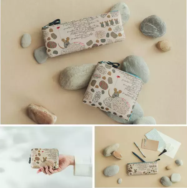 「レオ・レオニ『フレデリック』×伝統工芸品「甲州印伝」創業1582年の印傳屋が描いた「絵本作品コレクション」第2弾。愛らしい後ろ姿もポイント！「財布」「ポーチ」「ペンケース」など全7種類。」の画像