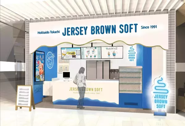 【5月1日9時OPEN】新千歳空港にブルーとゴールドの洗練空間が誕生！『JERSEY BROWN SOFT』で十勝産ジャージー生乳の極上ソフトクリームを