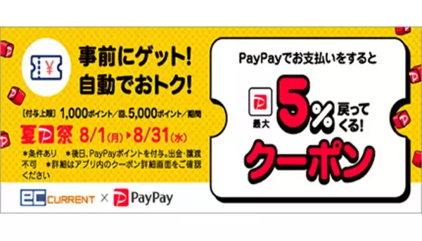 「ECカレント」と「イーベスト」でPayPay決済すると「最大5％」還元キャンペーン