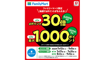 抽選で最大1000ポイント当たる！　ファミリーマート限定dポイントキャンペーン