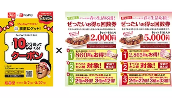 築地銀だこ、3月は「PayPayクーポン×春の回数券×大創業祭」で超お得に