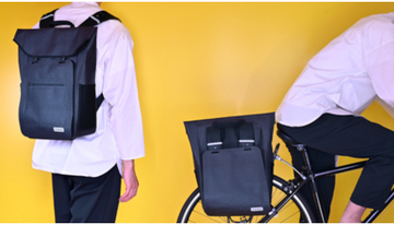 自転車に装着できるバックパック、日常使いにもビジネスにも便利