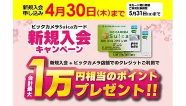 最大1万ポイントもらえる！　「ビックカメラSuicaカード」新規入会キャンペーン