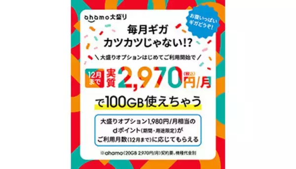 ahamo、大盛りオプション実質0円キャンペーン、12月31日まで