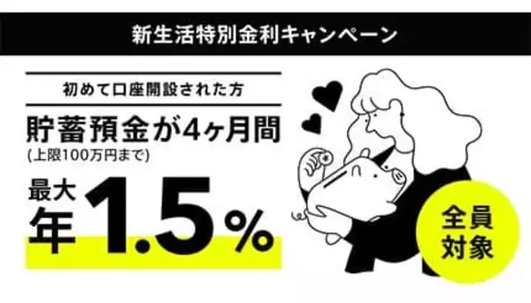 最大年1.50％で新生活を応援！ みんなの銀行で特別金利キャンペーン開始