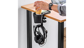 ドリンクとヘッドホンはデスクの横に！　サンワサプライの「ヘッドホンホルダー」