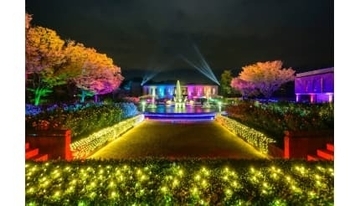 西洋と和の庭園が輝く夜、ウインターイルミネーション「光のミュージアム」