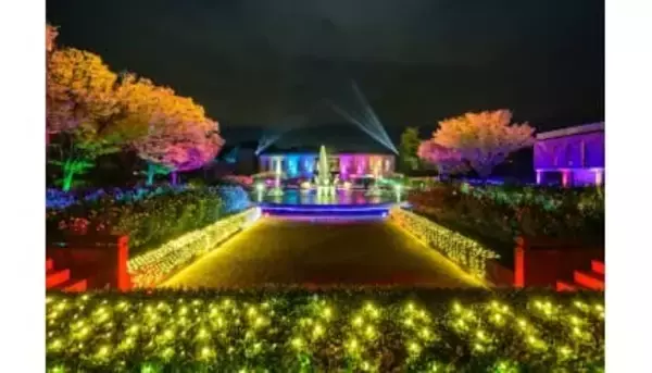西洋と和の庭園が輝く夜、ウインターイルミネーション「光のミュージアム」