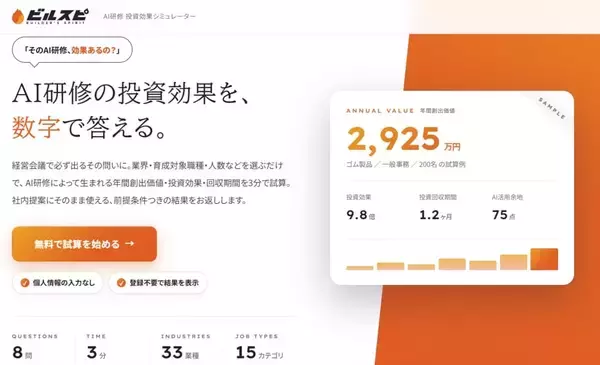 ビルスピ、AI人材育成の投資効果を試算するシミュレーターを提供開始