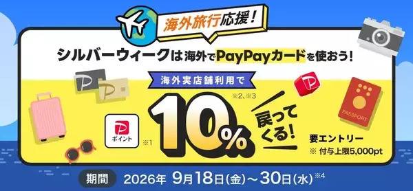 エントリー受付中！ 「シルバーウィークの海外旅行のお買い物もPayPayカードで！」キャンペーン開催