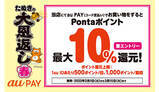 「本日からau PAYで最大10％還元！　「たぬきの大恩返し 春」がスタート」の画像1