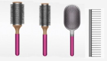さまざまな髪の長さに対応した4種類のデザイン、ダイソンのヘアケアブラシ