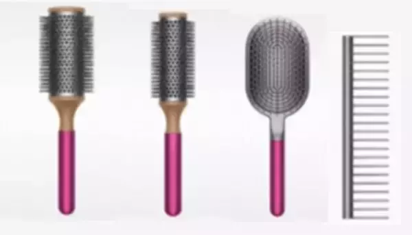 さまざまな髪の長さに対応した4種類のデザイン、ダイソンのヘアケアブラシ